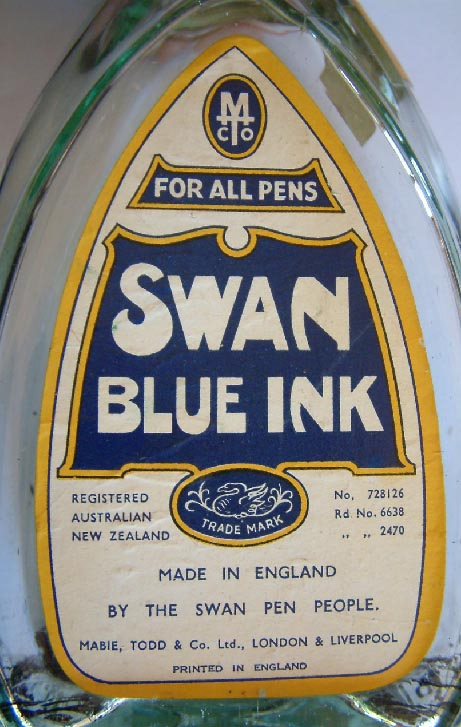 large vintage Swan Blue Ink bottle for pens
